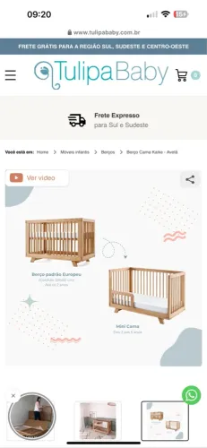 Berço cama madeira maciça Tulipa Baby