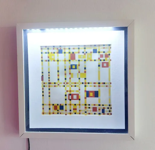 Quadro Luminaria Gravura Broadway Boogie Woogie - Mondrian