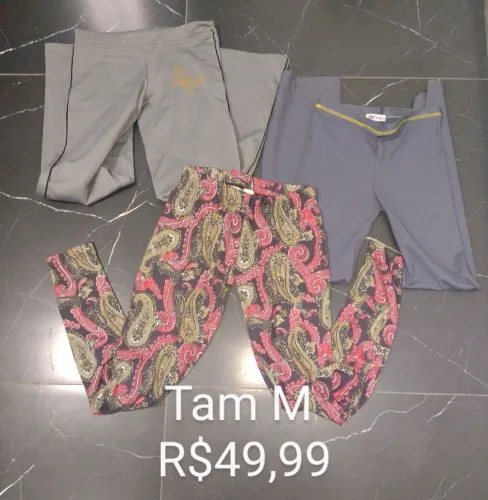 Lote Calça Legging Estampada Paisley + 2 Calças