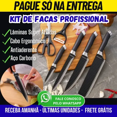 KIT FACAS PREMIUM JS - 6 PEÇAS - PAGUE NA ENTREGA