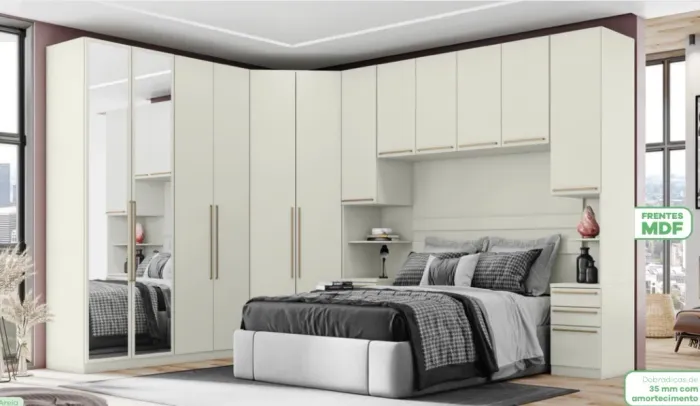 Guarda Roupa Modulado com Espelho 18X SEM JUROS