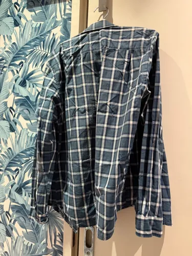 Camisa richards Xadrez Azul e Branca