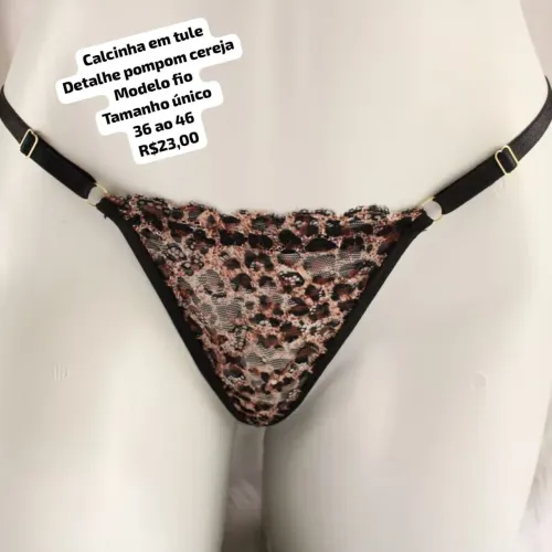 Calcinha modelo fio detalhe pompom cereja  tamanho único 