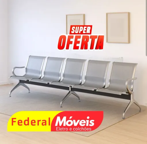 Cadeira de Espera Longarina 5 Lugares - Ideal para recepção e salas de espera!