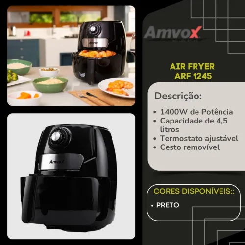 AIR FRYER AMVOX DE 4,5 LITROS - POUCAS UNIDADES