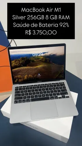 MacBook Air M1 Silver 256GB 8 GB RAM Saúde de Bateria 92% R$ 3.750,00 | Loja Física |