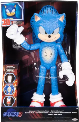 Boneco Sonic The Hedgehog 3 Ultimate Talking Sonic de 30 cm, com mais de 30 frases e sons 