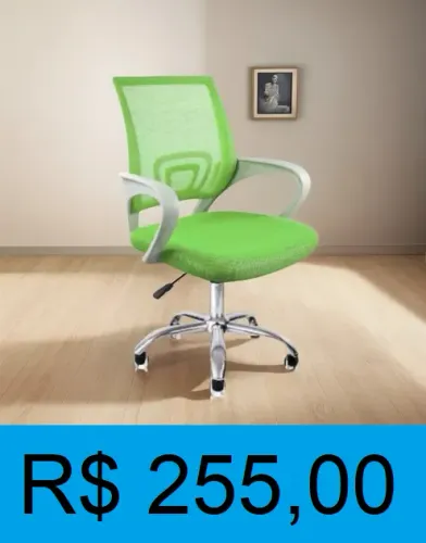 Cadeira de escritorio verde com rodinhas - a pronta entrega 