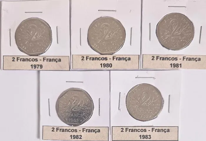 Kit Moedas Antigas França - 1979 - 1980 - 1981 - 1982 - 1983.