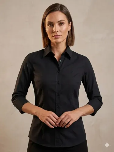 Camisa Les Chemises Preta Manga 3/4 - Tamanho 34 - Usada Ótimo Estado - Marca Les Chemises