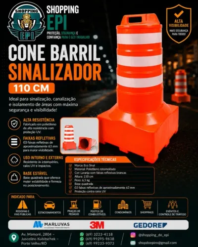 Cone Barril Sinalizador 110 cm