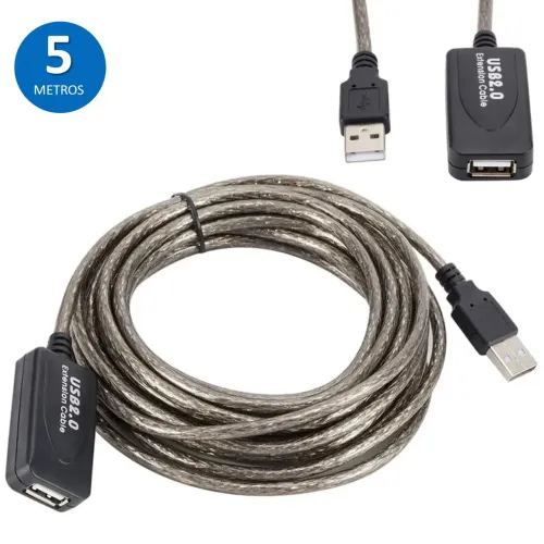 Cabo Extensor USB 5 Metros Ativo com Amplificador de Sinal - Tomate  em São Luís ma