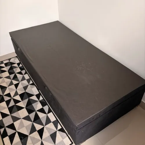 Cama box solteiro com baú e colchão