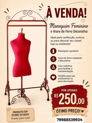 Manequim de Alfaiataria e Arara de Chão
