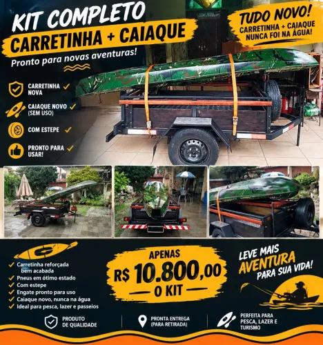 Vendo kit carretinha e caiaque junto.