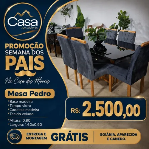 Mesa Pedro com 6 Cadeiras madeira