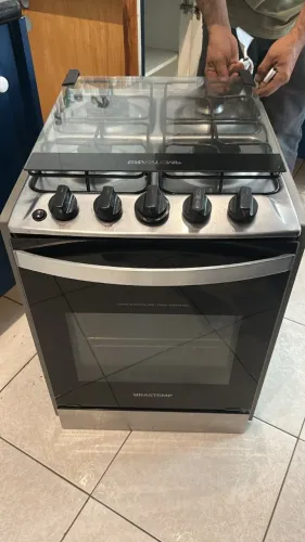 Fogão Brastemp 4 Bocas de Embutir cor Inox com Dupla Chama e Grades Individuais