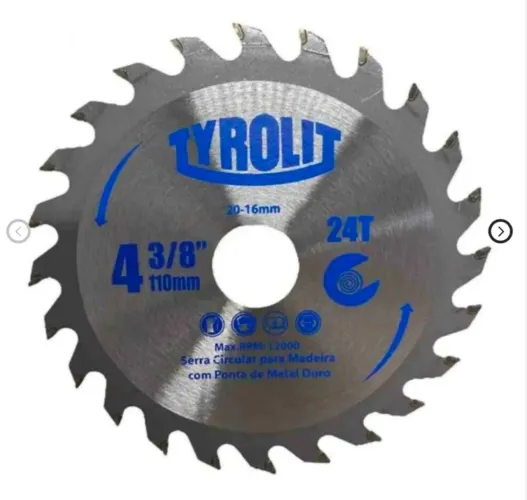 Disco Serra Circular 110x20mm 4 3/8" 24 dentes - Tyrolit 