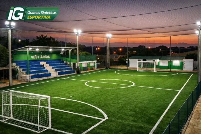 Construção de campo society de grama sintética esportiva