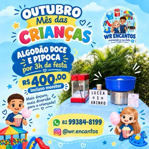 aluguel de algodão doce e pipoca