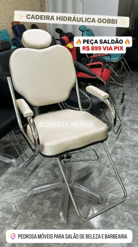 Cadeira Hidráulica Gobbi Fixa para Salão de Beleza Cabeleireiros Profissional Nova