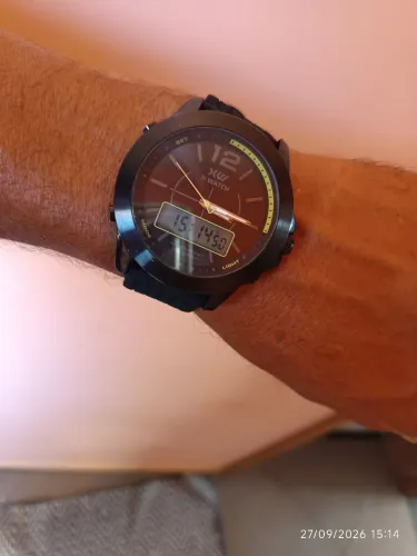 Relógio X-watch Masculino Anadigi Resistente Água Preto Aço Inoxidável