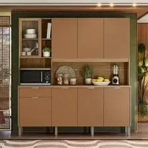 Armário de Cozinha Nature 8Pts 1Gv Freijo.Caramelo Kits Parana - Entrega Rápida!