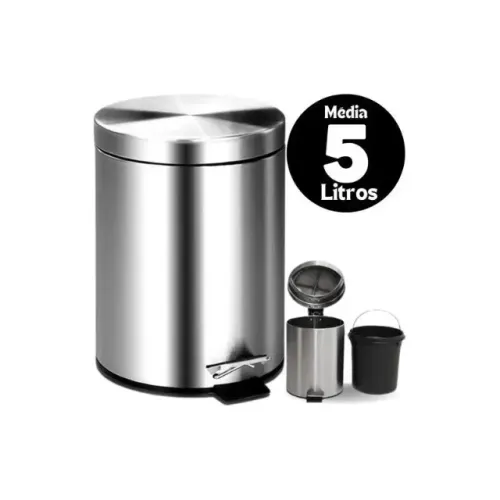Lixeira Inox 5 Litros Com Balde Removível