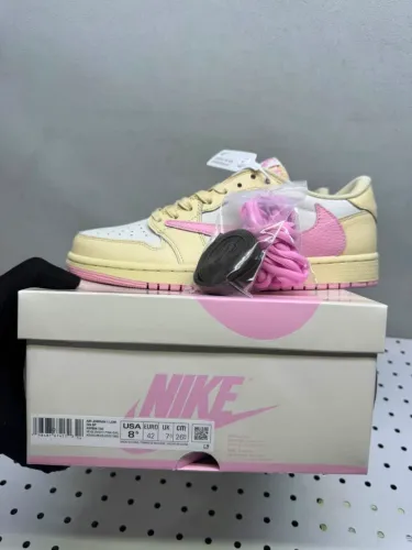 Travis Scott x Air Jordan 1 Low Sail Tropical Pink Shy Pink Muslin