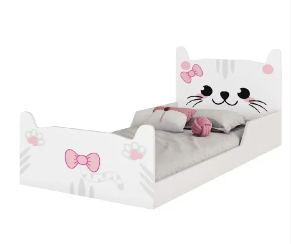 Mini Cama Infantil Gatinha em MDF + Colchão Incluso - Excelente Estado!