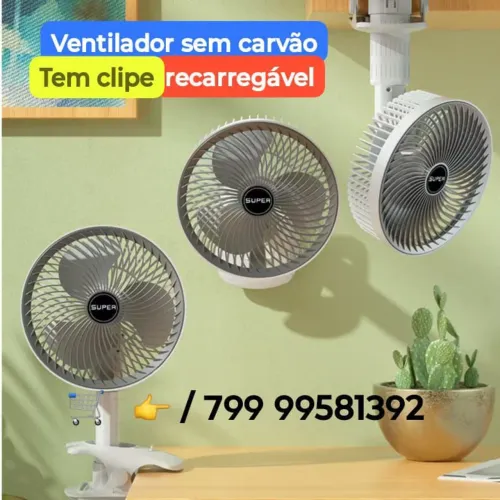 Ventilador recarregável com clip, sem carvão