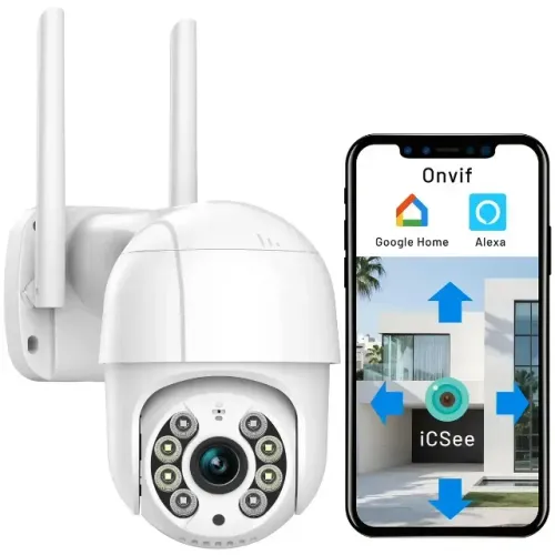 (A8) Câmera de Segurança Wi-Fi PTZ 2MP Full HD Visão Noturna Colorida para Área Externa