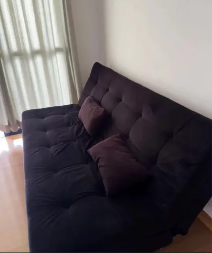 SOFÁ CAMA SUEDE PRETO