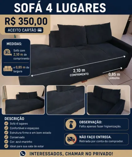Sofá 4 Lugares R$ 350,00