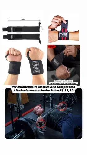 Par Munhequeira Elástica Alta Compressão Alta Performance Punho Pulso