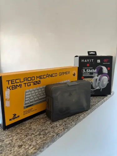 Kit Setup Branco Teclado, Fone e Mouse