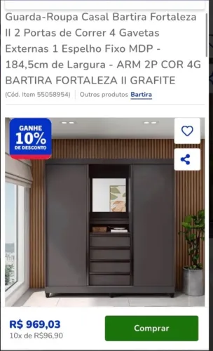 Guarda-Roupa Casal Bartira Fortaleza II - Novo , nunca tirado da caixa , comprei a 2 meses