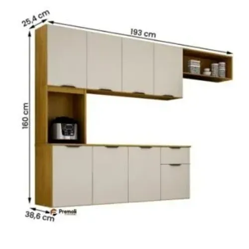 Cozinha Nara Compacta 8 Portas C/1 Gaveta 193cm 