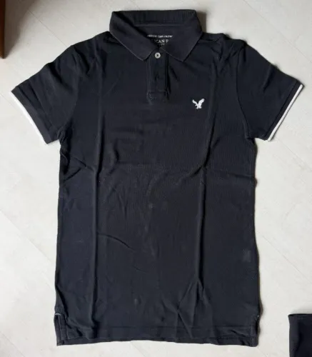 camisa polo American Eagle, preta, pp