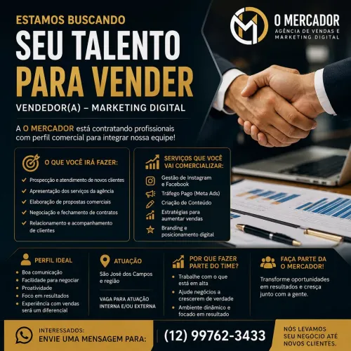 Vendedor(a) - Agência de Marketing Digital | O Mercador<br>