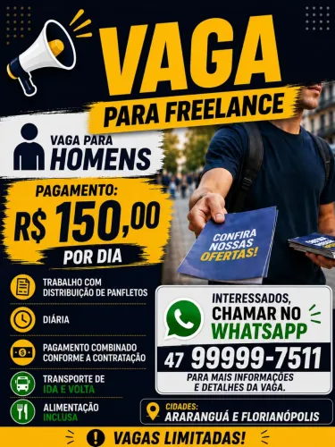 Vaga para panfletagem freelance