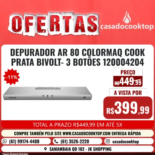 DEPURADOR AR 80 COLORMAQ COOK PRATA BIVOLT- 3 BOTÕES 120004204
