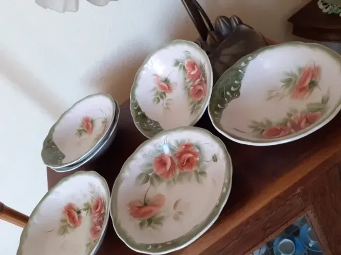 CONJUNTO DE 6 PRATOS DE SOBREMESA PINTADAS A MÃO ANÚNCIO OLX