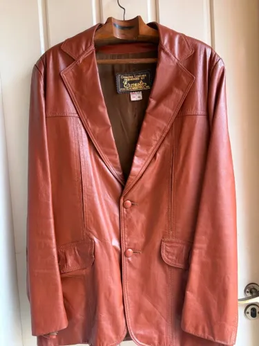 Blazer masculino vintage de couro legítimo