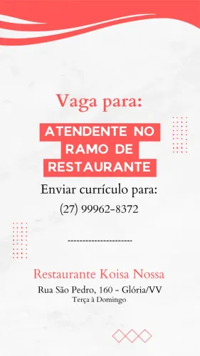 Vaga para Atendente