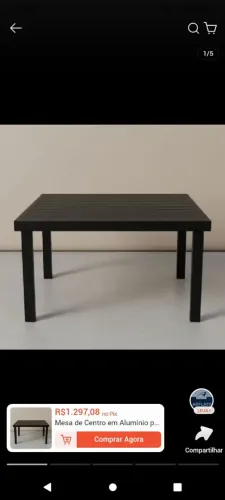 Mesa Retangular Haiti com Tampo Ripado em Alumínio para Cozinha, Edícula, Área - Preto