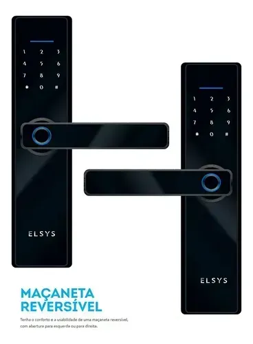 Fechadura Digital De Embutir Wi-fi Com Biometria Esf-de4000b Preto Elsys