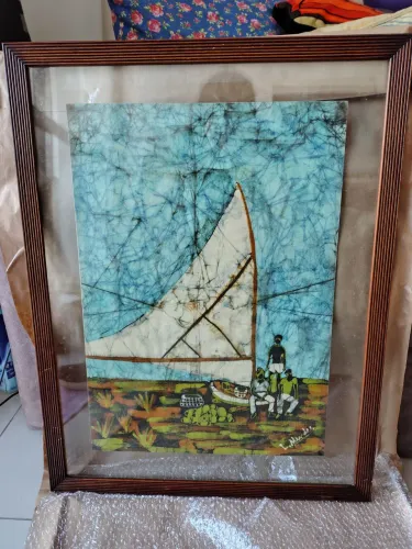 Quadro Decorativo de Jangada e Pescadores 