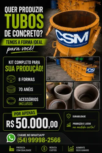 Formas para tubos de conreto