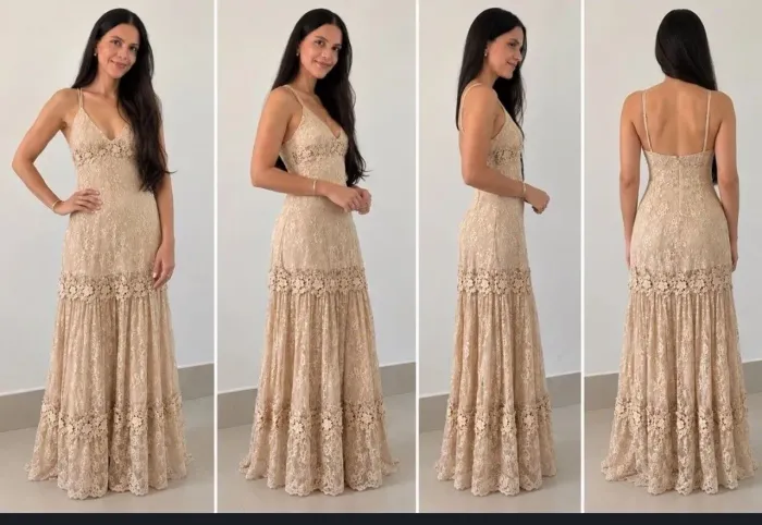 Vestido Longo de Renda